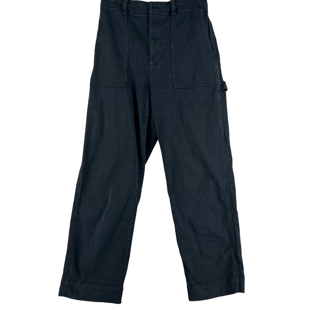 GAP Womens High Rise Utility Pants Size 8 True Black Elastic Back Cotton Stretch